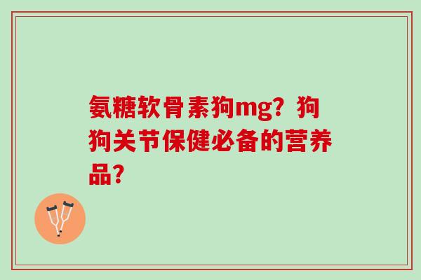 氨糖软骨素狗mg？狗狗关节保健必备的营养品？