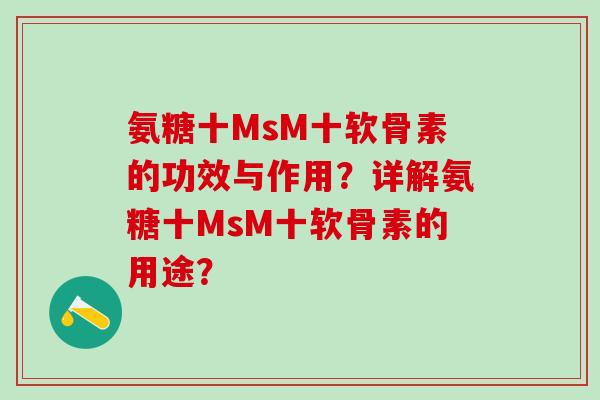 氨糖十MsM十软骨素的功效与作用?详解氨糖十MsM十软骨素的用途? 氨糖十MsM十软骨素的功效与作用?详解氨糖十MsM十软骨素的用途?