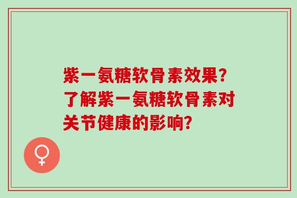 紫一氨糖软骨素效果？了解紫一氨糖软骨素对关节健康的影响？
