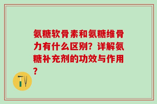 氨糖软骨素和氨糖维骨力有什么区别？详解氨糖补充剂的功效与作用？