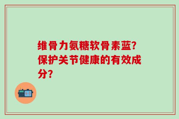 维骨力氨糖软骨素蓝？保护关节健康的有效成分？