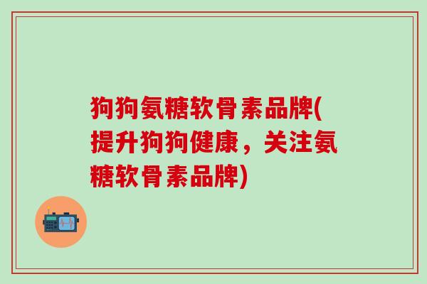 狗狗氨糖软骨素品牌(提升狗狗健康，关注氨糖软骨素品牌)