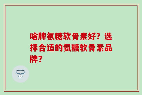 啥牌氨糖软骨素好？选择合适的氨糖软骨素品牌？