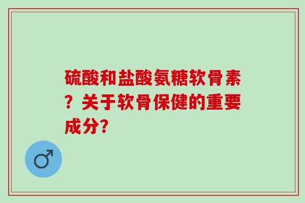 硫酸和盐酸氨糖软骨素？关于软骨保健的重要成分？