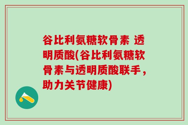 谷比利氨糖软骨素 透明质酸(谷比利氨糖软骨素与透明质酸联手，助力关节健康)