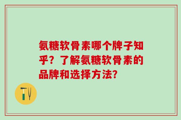 氨糖软骨素哪个牌子知乎？了解氨糖软骨素的品牌和选择方法？