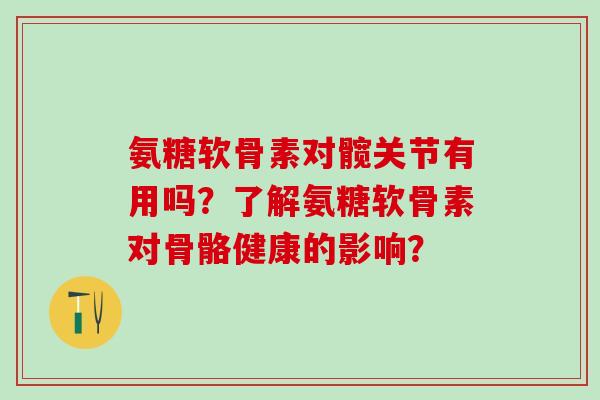 氨糖软骨素对髋关节有用吗？了解氨糖软骨素对骨骼健康的影响？