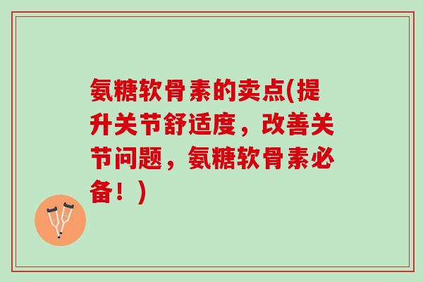 氨糖软骨素的卖点(提升关节舒适度，改善关节问题，氨糖软骨素必备！)