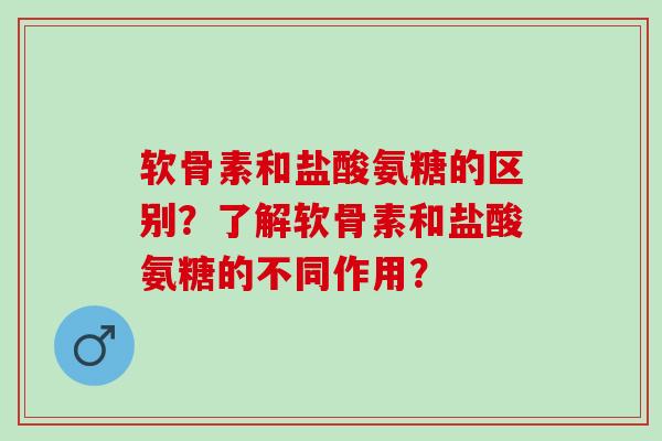 软骨素和盐酸氨糖的区别？了解软骨素和盐酸氨糖的不同作用？