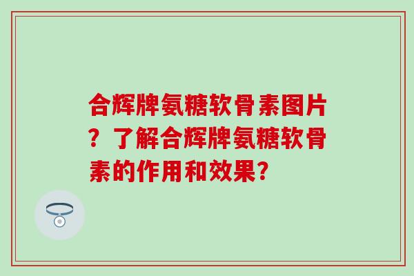 合辉牌氨糖软骨素图片？了解合辉牌氨糖软骨素的作用和效果？
