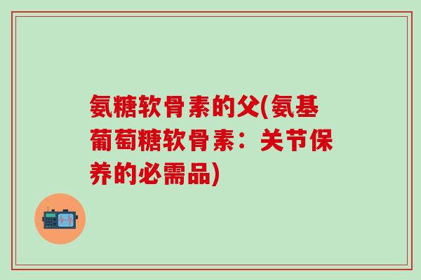 氨糖软骨素的父(氨基葡萄糖软骨素:关节保养的必需品) 氨糖软骨素的父(氨基葡萄糖软骨素:关节保养的必需品)