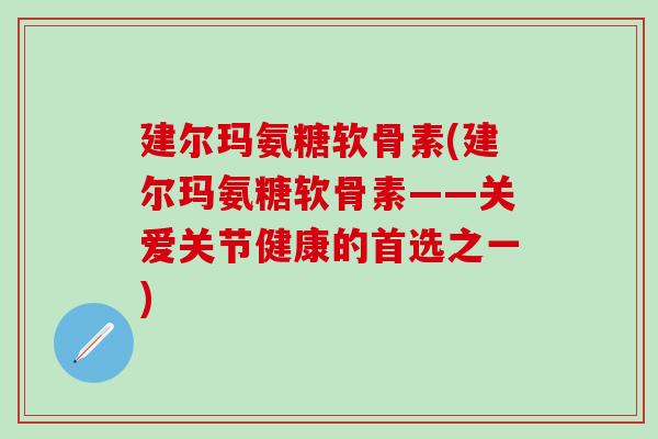 建尔玛氨糖软骨素(建尔玛氨糖软骨素——关爱关节健康的首选之一)