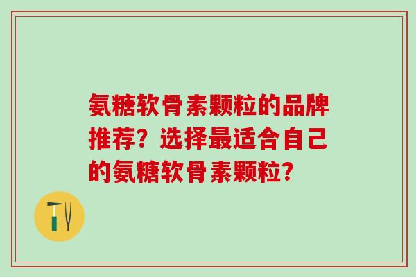 氨糖软骨素颗粒的品牌推荐？选择最适合自己的氨糖软骨素颗粒？
