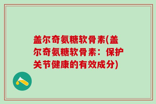 盖尔奇氨糖软骨素(盖尔奇氨糖软骨素：保护关节健康的有效成分)