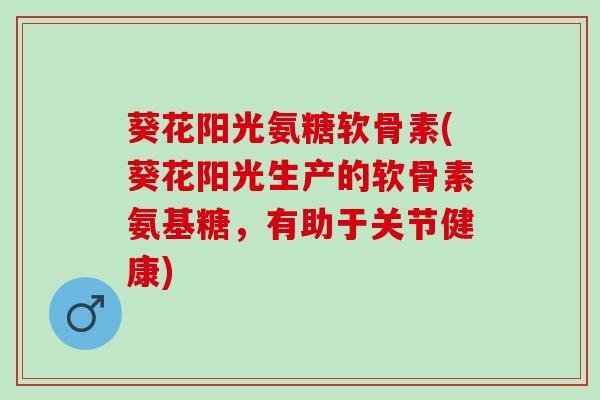 葵花阳光氨糖软骨素(葵花阳光生产的软骨素氨基糖,有助于关节健康) 葵花阳光氨糖软骨素(葵花阳光生产的软骨素氨基糖,有助于关节健康)