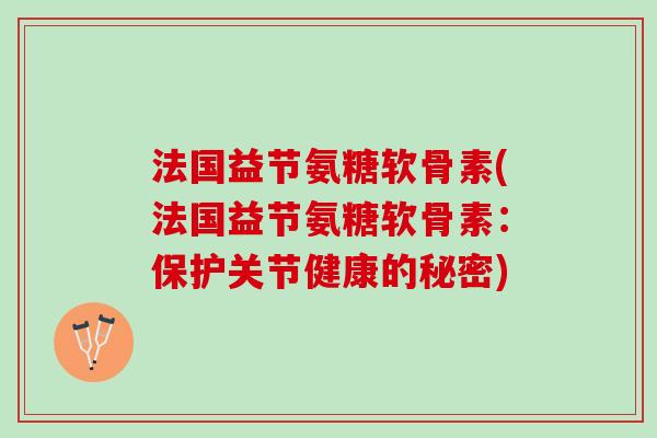 法国益节氨糖软骨素(法国益节氨糖软骨素：保护关节健康的秘密)