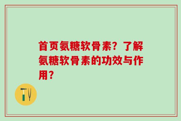 首页氨糖软骨素？了解氨糖软骨素的功效与作用？