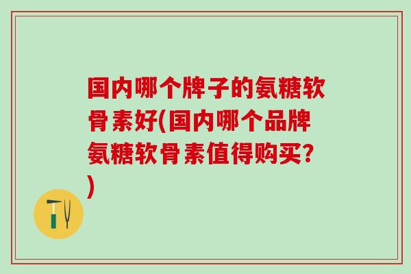 国内哪个牌子的氨糖软骨素好(国内哪个品牌氨糖软骨素值得购买？)