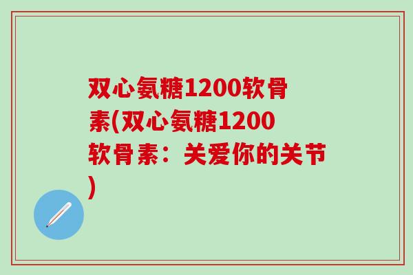 双心氨糖1200软骨素(双心氨糖1200软骨素：关爱你的关节)
