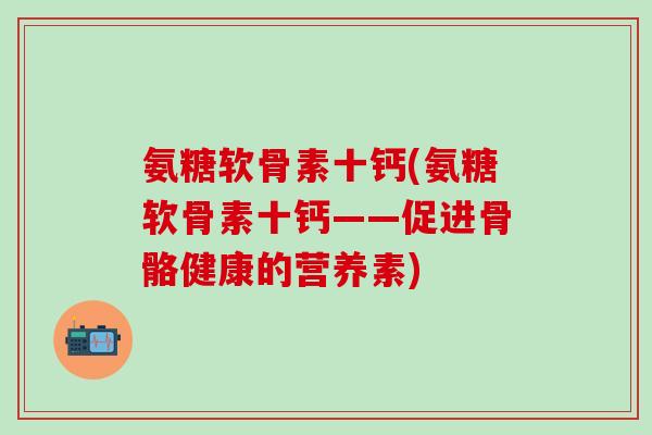 氨糖软骨素十钙(氨糖软骨素十钙——促进骨骼健康的营养素)