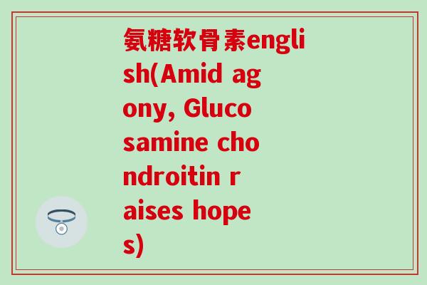 氨糖软骨素english(Amid agony, Glucosamine chondroitin raises hopes)