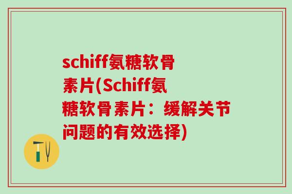 schiff氨糖软骨素片(Schiff氨糖软骨素片：缓解关节问题的有效选择)