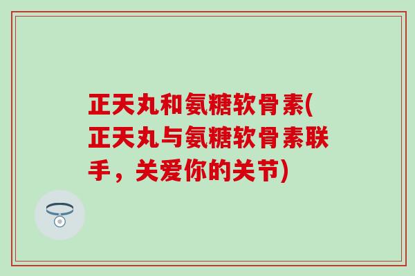正天丸和氨糖软骨素(正天丸与氨糖软骨素联手，关爱你的关节)