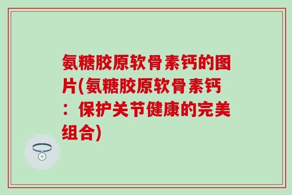 氨糖胶原软骨素钙的图片(氨糖胶原软骨素钙：保护关节健康的完美组合)