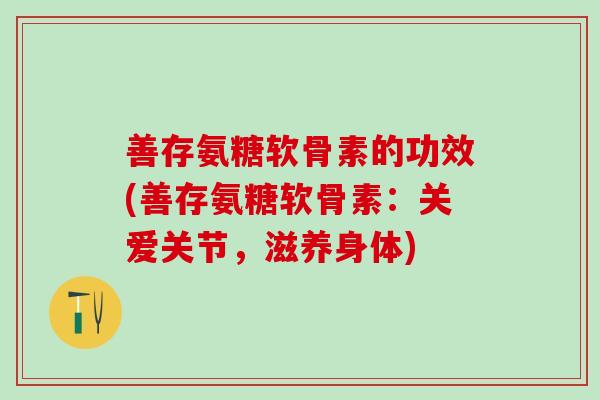 善存氨糖软骨素的功效(善存氨糖软骨素：关爱关节，滋养身体)