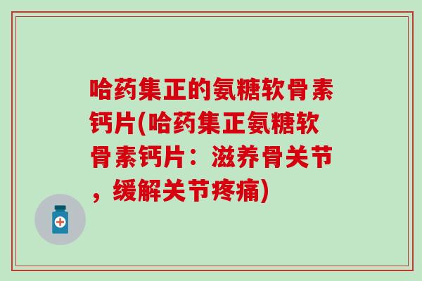 哈药集正的氨糖软骨素钙片(哈药集正氨糖软骨素钙片：滋养骨关节，缓解关节疼痛)
