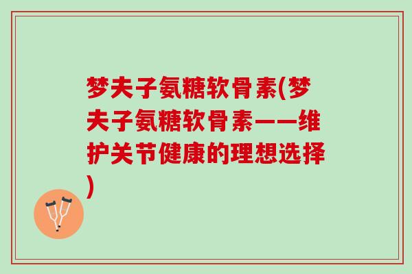 梦夫子氨糖软骨素(梦夫子氨糖软骨素——维护关节健康的理想选择)