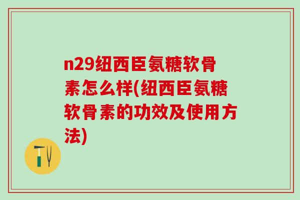 n29纽西臣氨糖软骨素怎么样(纽西臣氨糖软骨素的功效及使用方法)
