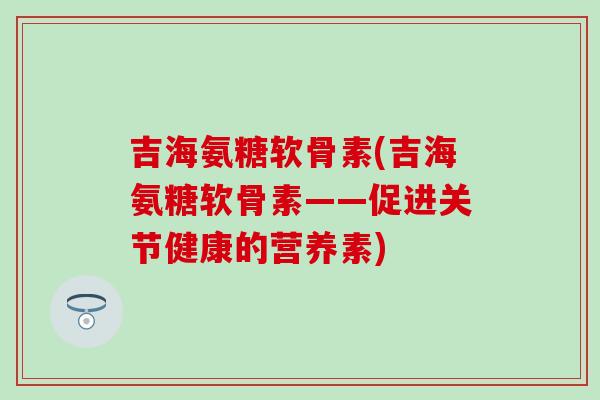 吉海氨糖软骨素(吉海氨糖软骨素——促进关节健康的营养素)