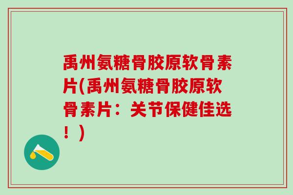 禹州氨糖骨胶原软骨素片(禹州氨糖骨胶原软骨素片：关节保健佳选！)