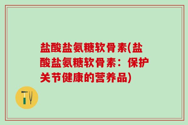 盐酸盐氨糖软骨素(盐酸盐氨糖软骨素：保护关节健康的营养品)