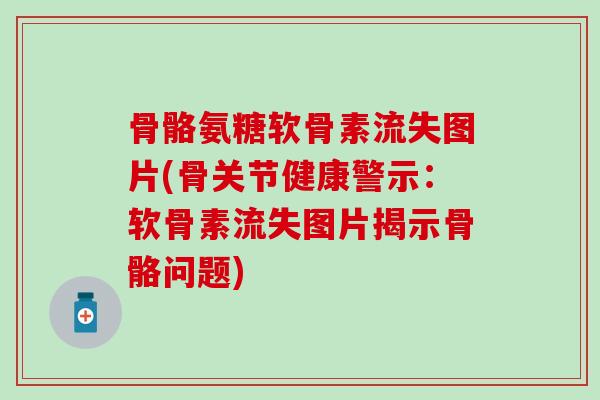 骨骼氨糖软骨素流失图片(骨关节健康警示：软骨素流失图片揭示骨骼问题)