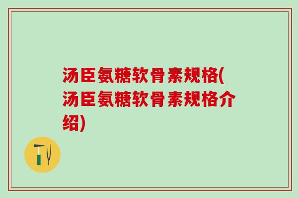 汤臣氨糖软骨素规格(汤臣氨糖软骨素规格介绍)