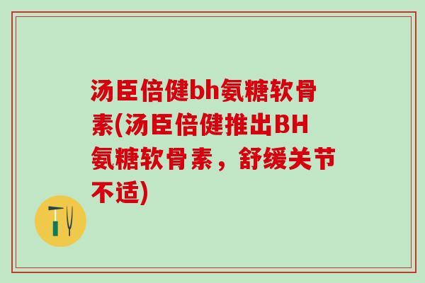 汤臣倍健bh氨糖软骨素(汤臣倍健推出BH氨糖软骨素，舒缓关节不适)