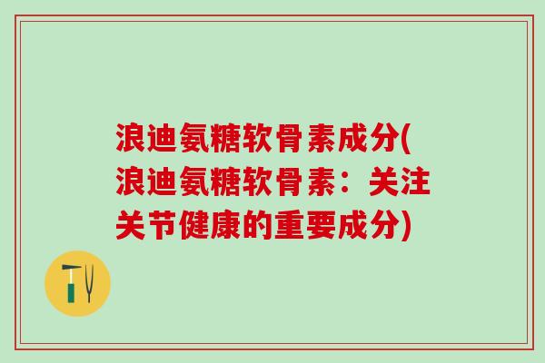 浪迪氨糖软骨素成分(浪迪氨糖软骨素：关注关节健康的重要成分)