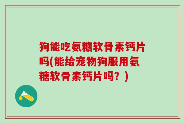 狗能吃氨糖软骨素钙片吗(能给宠物狗服用氨糖软骨素钙片吗？)
