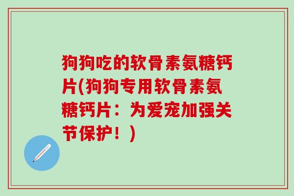 狗狗吃的软骨素氨糖钙片(狗狗专用软骨素氨糖钙片：为爱宠加强关节保护！)