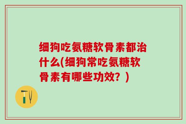 细狗吃氨糖软骨素都治什么(细狗常吃氨糖软骨素有哪些功效？)