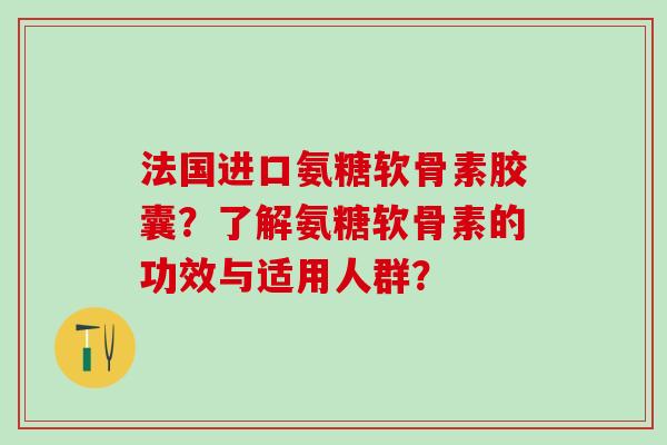 法国进口氨糖软骨素胶囊？了解氨糖软骨素的功效与适用人群？