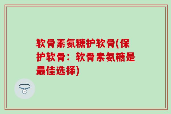 软骨素氨糖护软骨(保护软骨：软骨素氨糖是佳选择)
