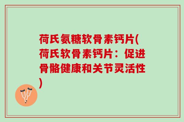 荷氏氨糖软骨素钙片(荷氏软骨素钙片：促进骨骼健康和关节灵活性)