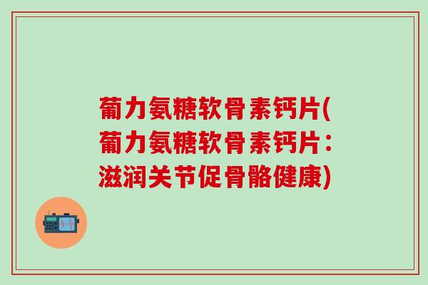 葡力氨糖软骨素钙片(葡力氨糖软骨素钙片：滋润关节促骨骼健康)
