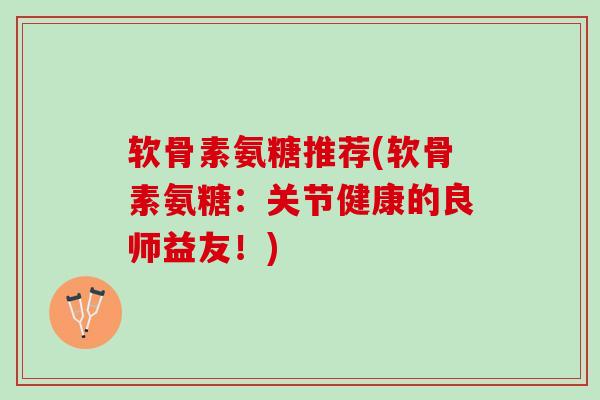 软骨素氨糖推荐(软骨素氨糖：关节健康的良师益友！)