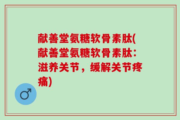 献善堂氨糖软骨素肽(献善堂氨糖软骨素肽：滋养关节，缓解关节疼痛)