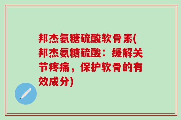 邦杰氨糖硫酸软骨素(邦杰氨糖硫酸：缓解关节疼痛，保护软骨的有效成分)