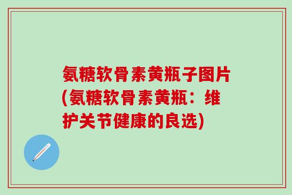 氨糖软骨素黄瓶子图片(氨糖软骨素黄瓶：维护关节健康的良选)